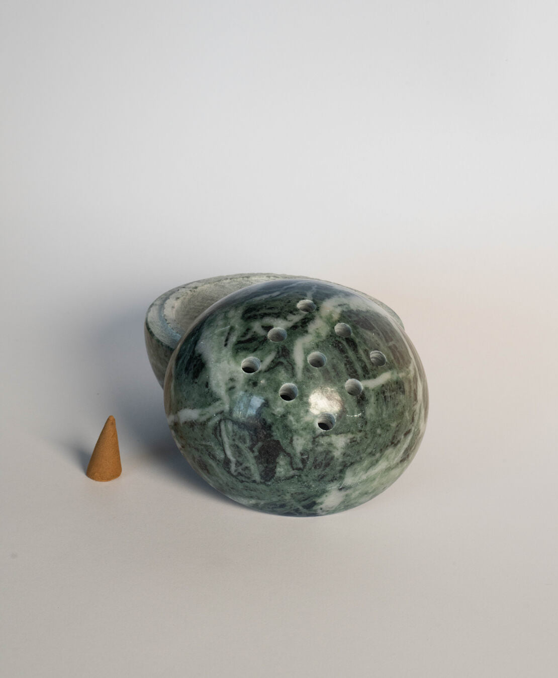 GREEN TRAVERTINE SPHERE BURNER